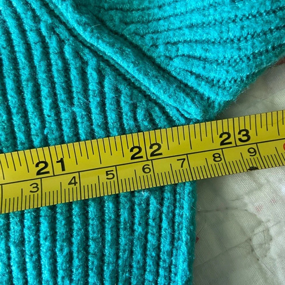 FREE PEOPLE Softly Structured Oversized Tunic Turtleneck Sweater Small Aqua - Picture 7 of 9